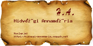 Hidvégi Annamária névjegykártya